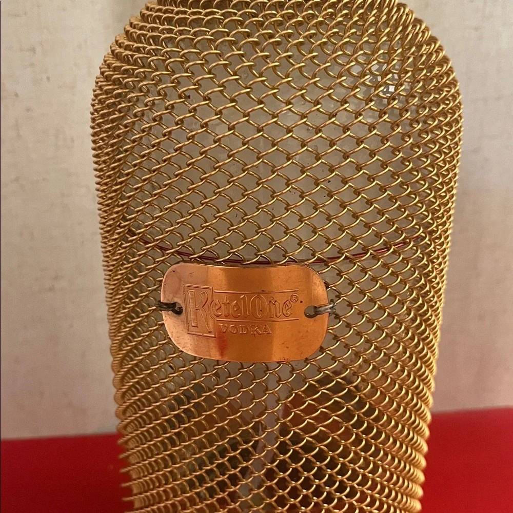 Ketel One Vodka Copper Chainmail Art Deco Seltzer Spritzer Bottle 14”H 5”D